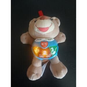 Vtech Happy Lights Bear 8" Plush Teddy Interactive Music VIDEO! NICE!